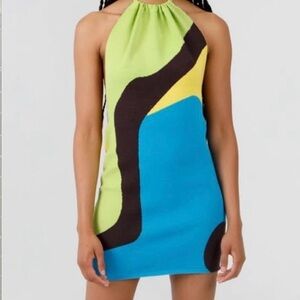 Colorful Halter Neck Dress